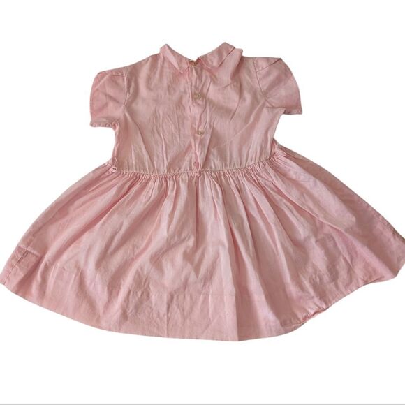 Girls 50s 60s MCM Pink Floral Embroidered Pink Sheer Overdress‎ Dress - Picture 4 of 6